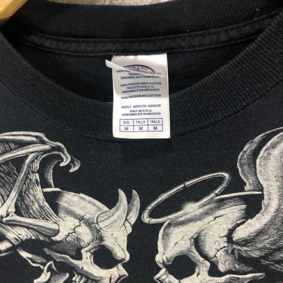 Angel Devil Skull‎ Seek and Destroy Black Delta Graphic T-Shirt Medium - Picture 3 of 4